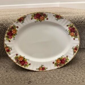 Vtg Royal Albert Bone China Old Country Roses 13” Oval Serving Platter see Pics